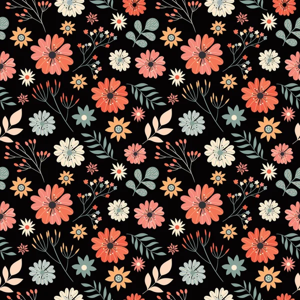 Padrão sem costura floral retro — Vetor de Stock