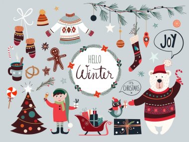 Noel dekoratif öğeler koleksiyonu