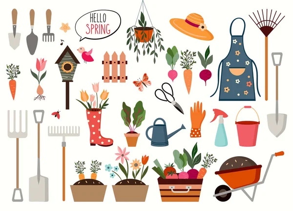 Coleção de elementos de jardinagem —  Vetores de Stock