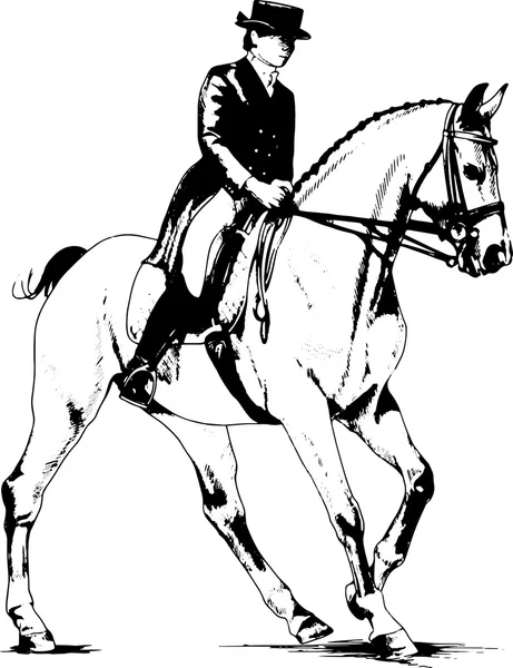 Jockey em um cavalo desenhado —  Vetores de Stock