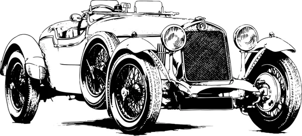 Coche retro pintado tinta blanco y negro — Archivo Imágenes Vectoriales