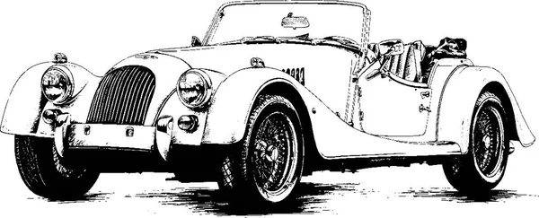 retro araba mürekkep siyah ve beyaz boyalı