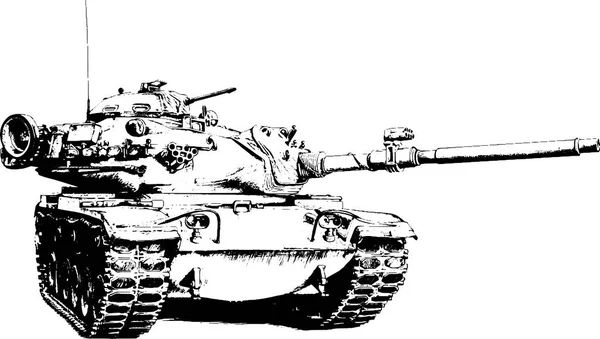 The heavy tank is painted with ink — Stock Vector