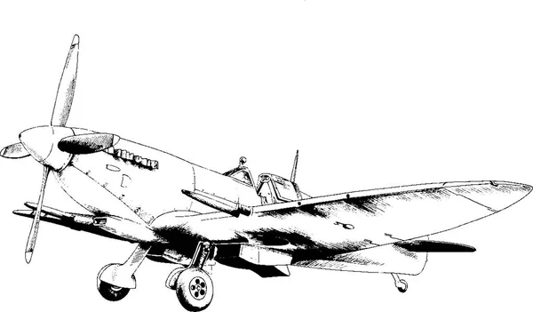 Tintával húzott vadászrepülőgép — Stock Vector