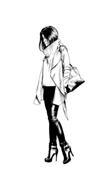 mürekkeple çizilmiş kız