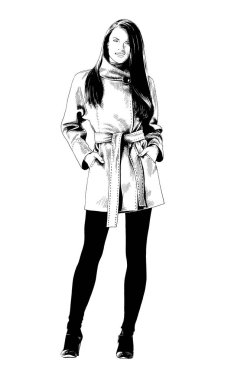 mürekkeple çizilmiş kız