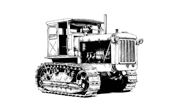 Bulldozer drawn with ink — Stock Photo, Image