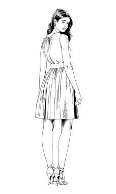 mürekkeple çizilmiş kız