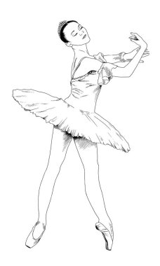 zarif dans eden balerin el ile mürekkeple boyalı 