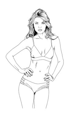 mürekkeple elle çizilmiş bir mayo güzel ince kız 