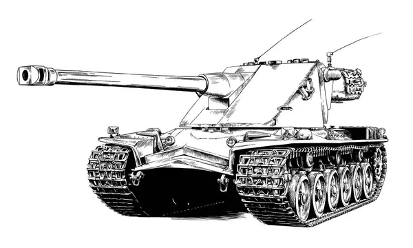 手でインクで描かれた重戦車 — ストック写真