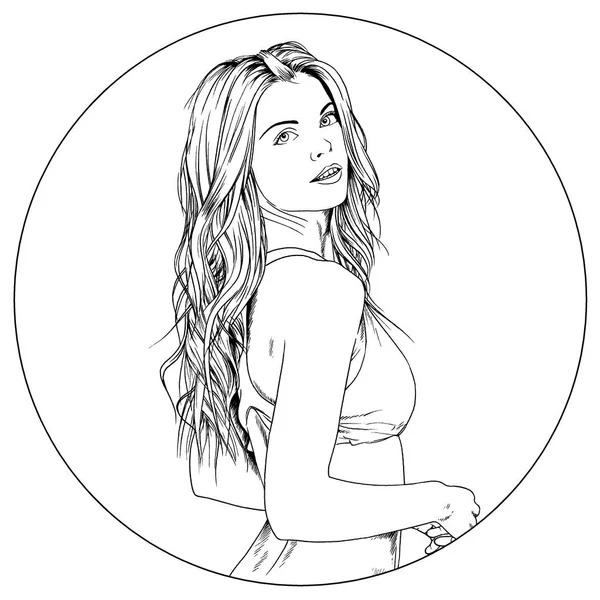 mürekkeple elle çizilmiş bir mayo güzel ince kız 