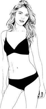 mürekkeple elle çizilmiş ince sportif kız