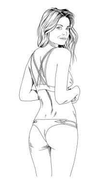 mürekkeple elle çizilmiş ince sportif kız