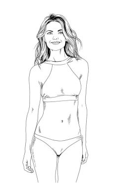 mürekkeple elle çizilmiş ince sportif kız