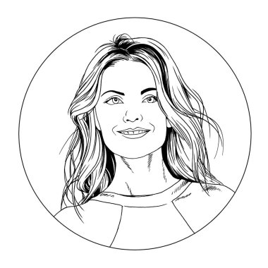 Kız tarzı pop sanat el boyaması beyaz bir arka plan üzerinde portresi 