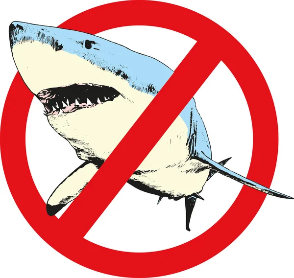 Grand Requin Blanc Dessiné Encre Croquis Main Levée Logo — Image vectorielle