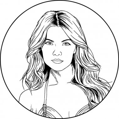 mürekkeple beyaz arka plan logosuna elle çizilmiş bir mayo güzel ince kız