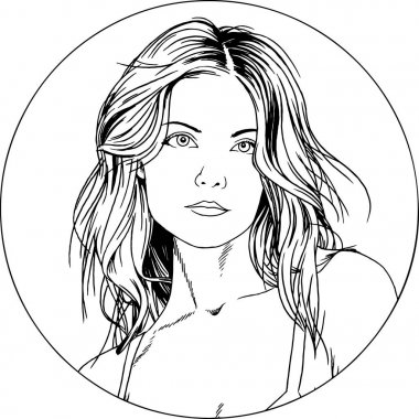 mürekkeple beyaz arka plan logosuna elle çizilmiş bir mayo güzel ince kız