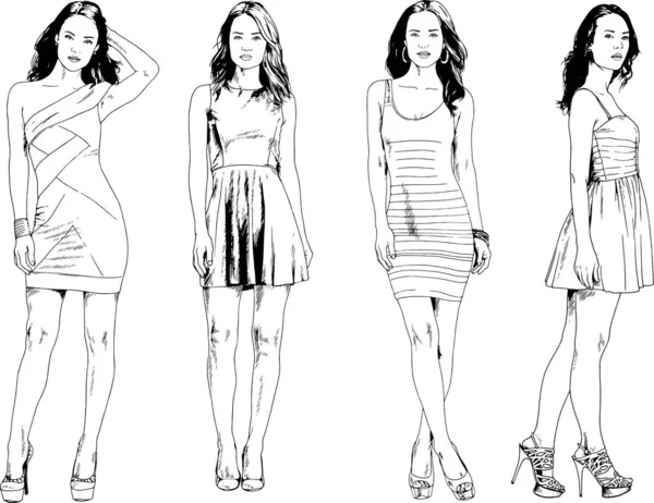 Desenhos Vetoriais Sobre Tema Menina Desportiva Magro Bonita Roupas Casuais —  Vetores de Stock