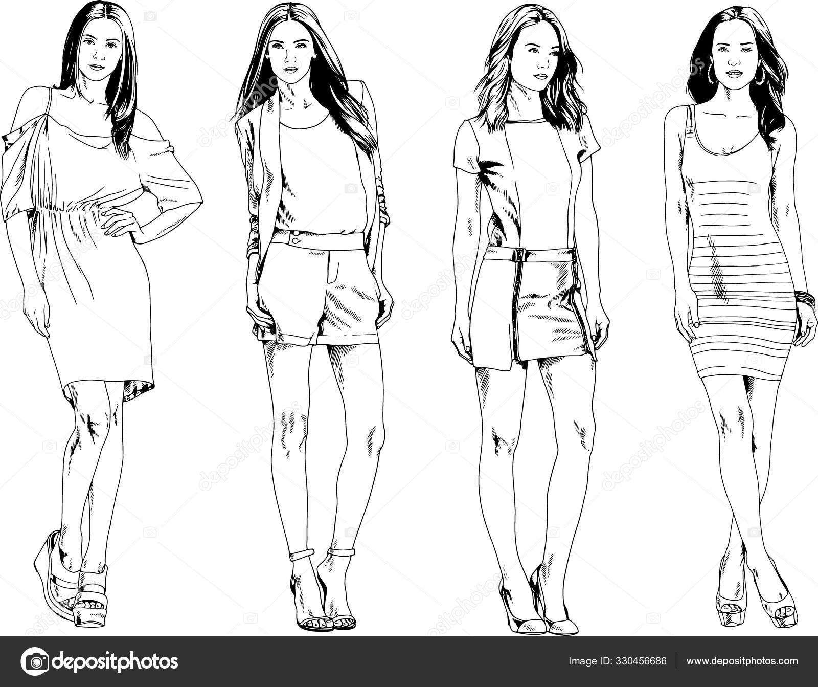 Beautiful slim sporty girl in casual clothes Vector Image