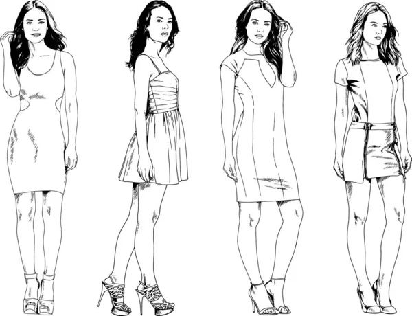 Desenhos Vetoriais Sobre Tema Menina Desportiva Magro Bonita Roupas Casuais —  Vetores de Stock