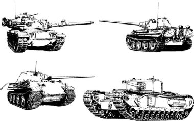 Mürekkep el yazısıyla çizilmiş güçlü bir tank.