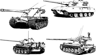 Mürekkep el yazısıyla çizilmiş güçlü bir tank.