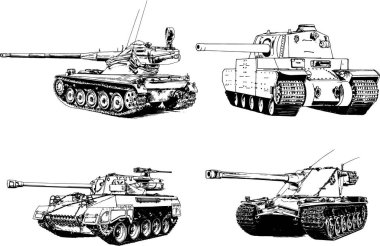 Mürekkep el yazısıyla çizilmiş güçlü bir tank.