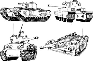 Mürekkep el yazısıyla çizilmiş güçlü bir tank.