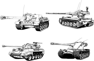 Mürekkep el yazısıyla çizilmiş güçlü bir tank.