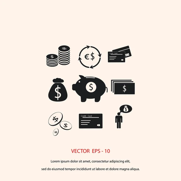 Ekonomi och pengar-ikonen — Stock vektor
