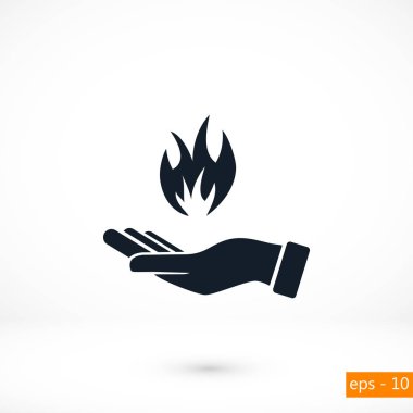 bir yangın simgesi tutan el