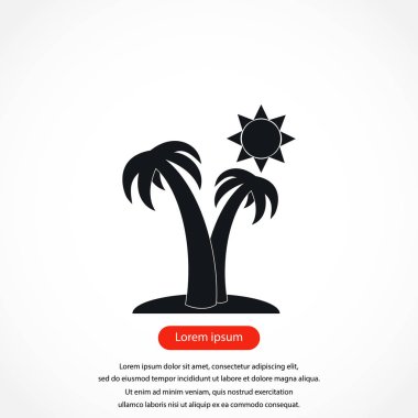 Palmiye ağaçları ve güneş simgesi