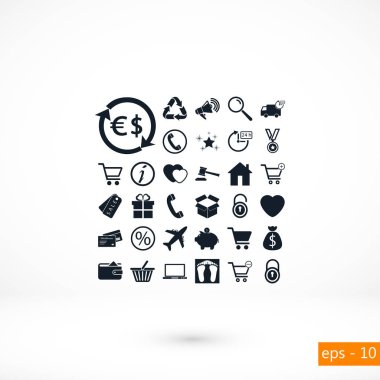 alışveriş simgeler vektör