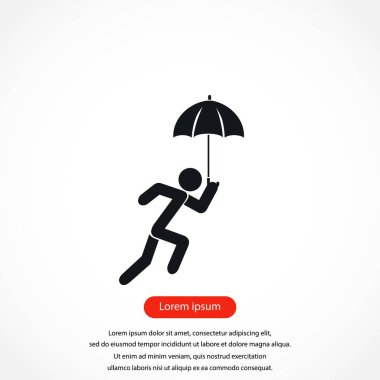 Bir şemsiye simgesi olan bir kişi