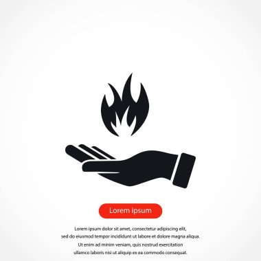 bir yangın simgesi tutan el