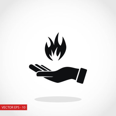 bir yangın simgesi tutan el