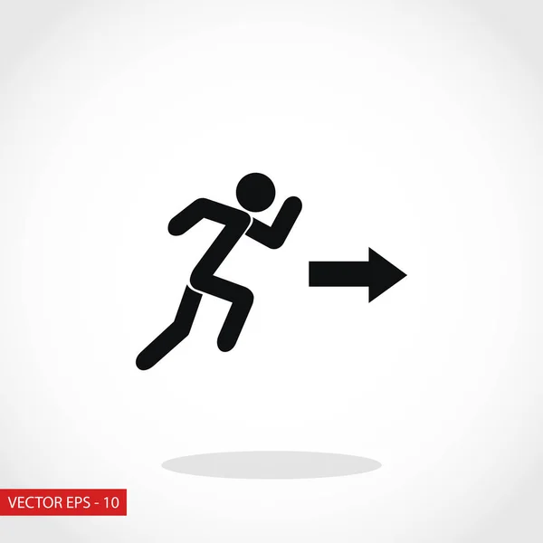 Correndo figura homem e direção seta ícone —  Vetores de Stock