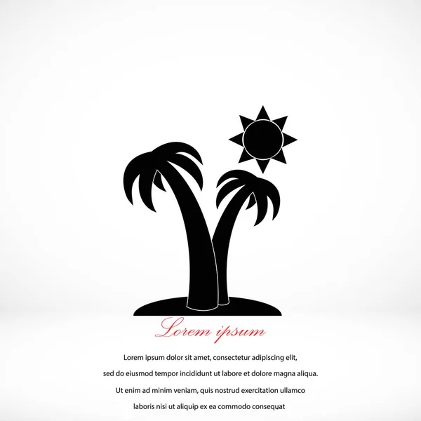 Palmbomen en zon pictogram — Stockvector