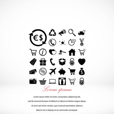 alışveriş simgeler vektör