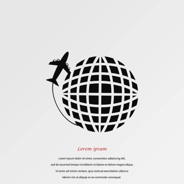 Küre ve uçak seyahat vektör simgesi