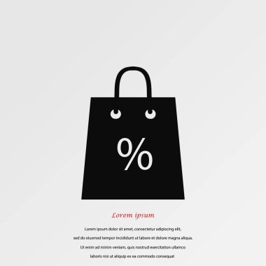 Satış, indirim, yüzde sembol simge ile alışveriş çantası
