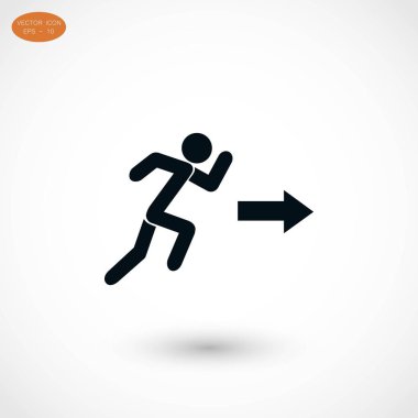  çalışan adam şekil ve yön ok simgesi