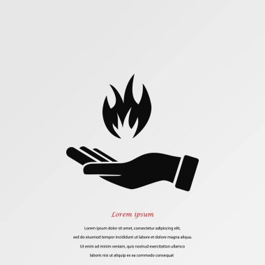 bir yangın simgesi tutan el