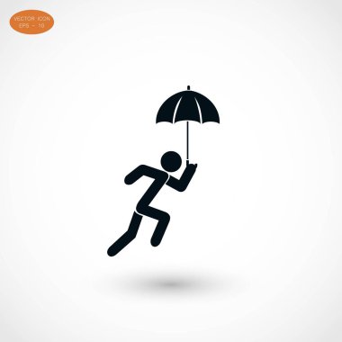 Bir şemsiye simgesi olan bir kişi