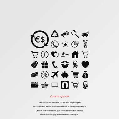 alışveriş simgeler vektör