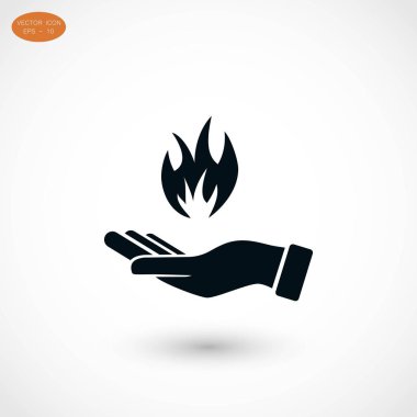 bir yangın simgesi tutan el