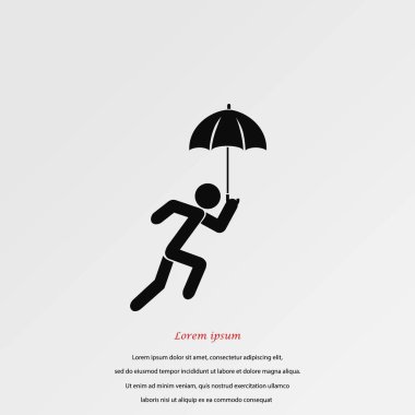 Bir şemsiye simgesi olan bir kişi
