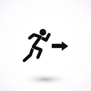  çalışan adam şekil ve yön ok simgesi